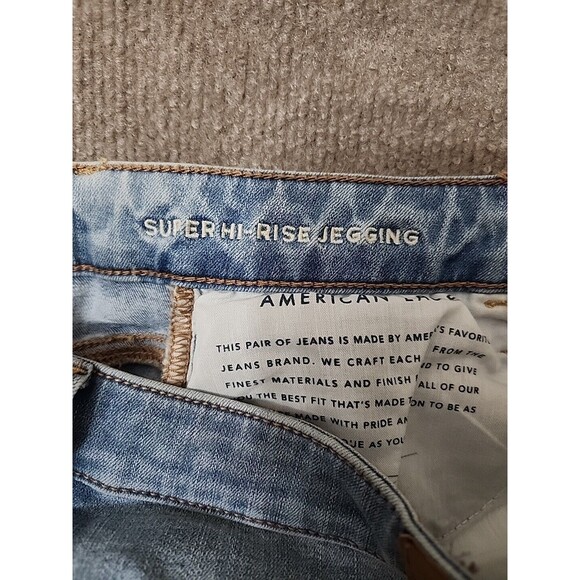 American Eagle Super High Rise Jegging Jeans Womens 8 Long 360 Next Level Cuffed - Picture 8 of 10